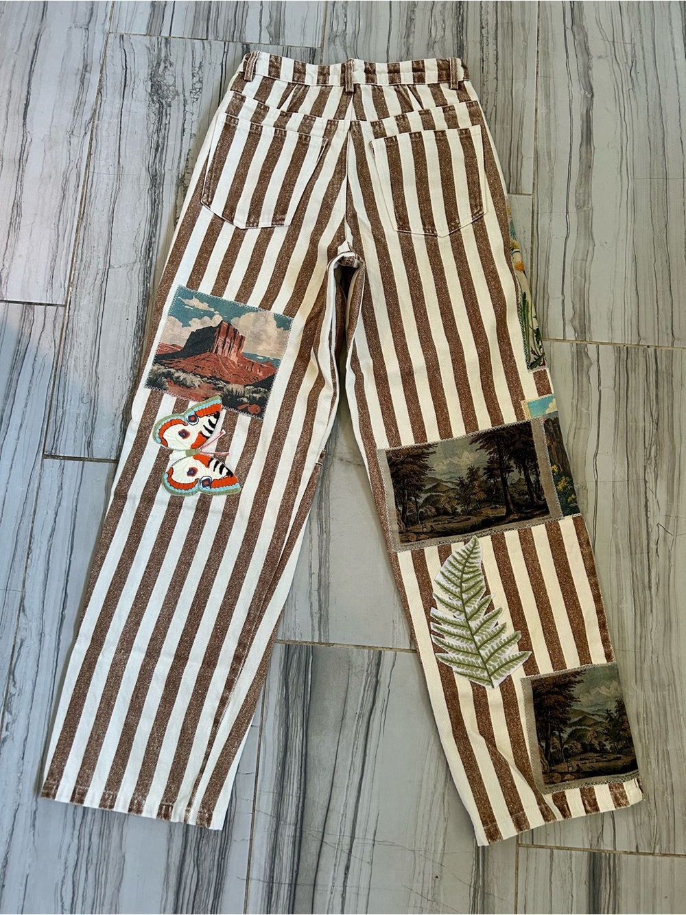 ❌SOLD❌ NWT Free People X Denim And Bone Roadtrip Striped Jeans Size XS (24) - Picture 9 of 16